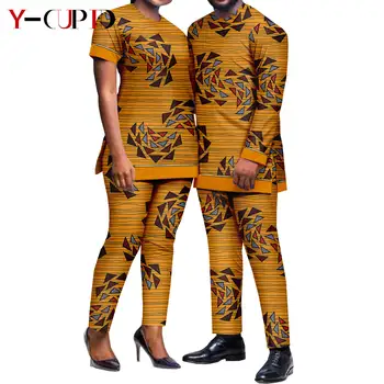 Aafrika Meeste Ülikonnad Dashiki Segast Tõmblukk Prindi Top ja Pükste Komplekti Sobitamise Naiste Outwear Bazin Riche Paarid Varustus Y23C020