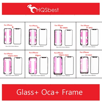 Uus Esi-Ekraan, Välimine Klaas OCA Raami Bezel 1set Kleeplindiga iPhone X XS XR Max 11 12 Pro Max Mini LCD Väline Objektiiv