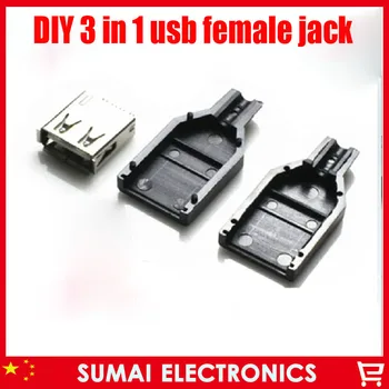 Tasuta kohaletoimetamine 10sets DIY 3 in 1 keevitustraat tüüp 2.0-USB-liides laadija naine jack koos plastikust kest/eluase turvavöö komplekt