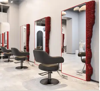 High-end mood juuksed salon peegel laua juuksur pühendatud ühe-ja kahekordse põranda peegel juuksur INS net punaste juuste lõikamine