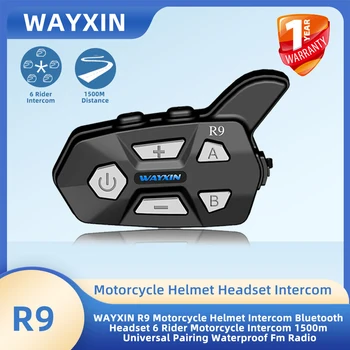 WAYXIN R9 Mootorratta Kiiver Peakomplekt Intercom 6 Rider, BT5.0 Teatis Sisetelefoni, Intercomunicador Moto,Veekindel FM-Raadio