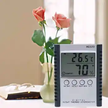HC520 Digital In/Out Termomeeter Hygrometer Temperatuuri-Niiskuse Mõõtja LCD Ilm Jaama Anduri Traat