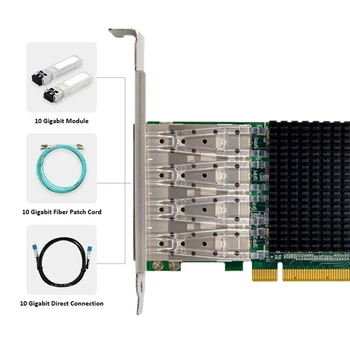 X520-DA2 PCI-E X8 10 Gigabit Optiline Serveri Võrgu Kaart 4 X 10G SFP+Optiline LC Liides