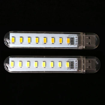Mini Mobile Power USB LED Lamp DC5V 8 LED Kaasaskantav Arvuti Öö USB Vidin Valgustus