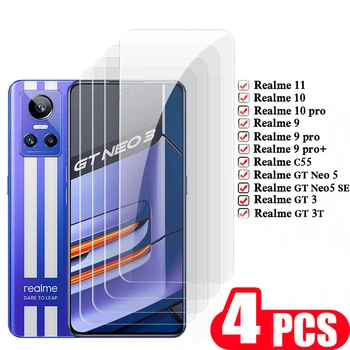 4tk kaitsva kile Realme GT Neo 5 SE 9 10 11 pro plus C55 3 3T GT2 pro Karastatud klaasist telefoni ekraan kaitsja nutitelefoni