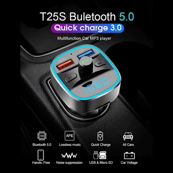 Auto FM Saatja Auto Bluetooth QC3.0 kiirlaadimine Digitaalne näidik Auto Bluetooth, MP3-Mängija Tugi TF Kaarti B Audio Vastuvõtja