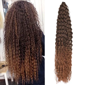 Sünteetiline Ariel Curl Juuksed 30Inch Sügav Laine Punumine juuksepikendusi Juuksed Ombre Must Naiste Afro Lokid Heegelda Paelad Juuksed