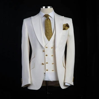Klassikaline Peigmees Tuxedos Saavutas Rinnamikrofon Groomsman Pulm Meeste Ülikond Custom Made 3 Tükki Mees Sobiks Jakk, Vest Püksid Kostüüm Homme
